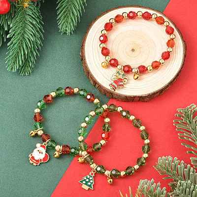 CCB Plastic & Glass Bead Bracelets BJEW-FS00029-1