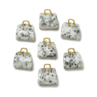 Natural Sesame Jasper Brass Pendants KK-E274-01G-23-1