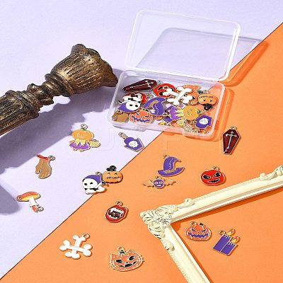 30Pcs 15 Styles Alloy Enamel Pendants ENAM-FS0001-90-1