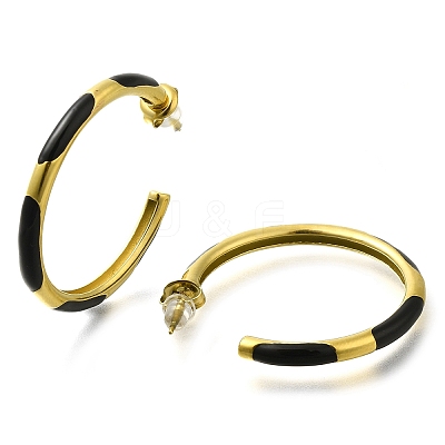 Ion Plating(IP) 304 Stainless Steel Enamel Stud Earrings EJEW-I316-06G-02-1