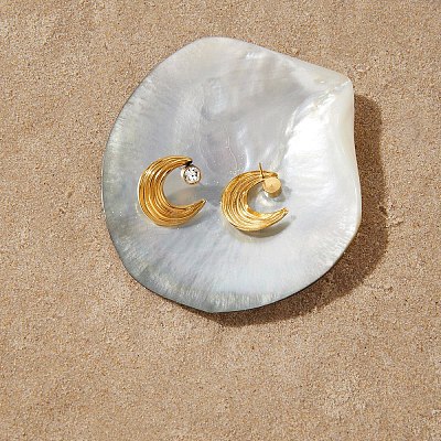 304 Stainless Steel Stud Earrings for Women EJEW-F420-02G-1