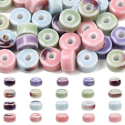 35Pcs 7 Styles Glazed Porcelain Beads PORC-YW0001-59-1