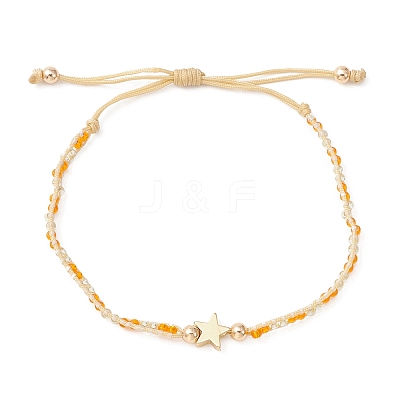 Star Cross Heart Adjustable Braided Bracelet Sets BJEW-MZ00043-1