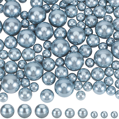 150Pcs 3 Styles ABS Plastic Imitation Pearl Round Beads KY-SP0001-63C-1