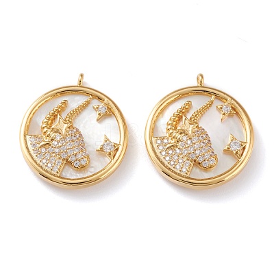 Real 18K Gold Plated Brass Micro Pave Clear Cubic Zirconia Pendants ZIRC-Z007-22F-1