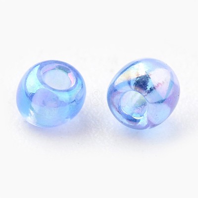 Round Transparent Colors Rainbow Glass Seed Beads X-SEED-A007-2mm-166-1