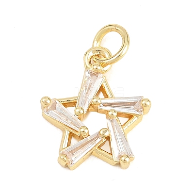 Brass Micro Pave Clear Cubic Zirconia Charms KK-F938-14G-1