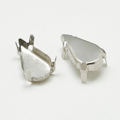 Non-Tarnish 201 Stainless Steel Sew on Prong Settings STAS-T032-07-6x10mm-1