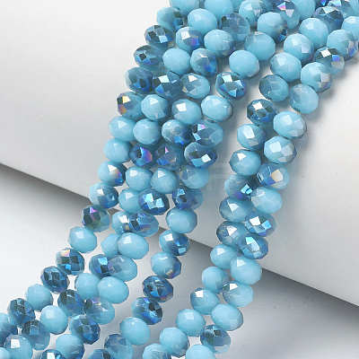 Electroplate Opaque Solid Color Glass Beads Strands EGLA-A034-P8mm-I13-1