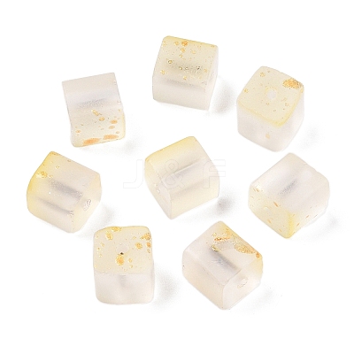 Frosted Glass Beads with Golden Glitter Powder DGLA-NH001-8mm-01A-1