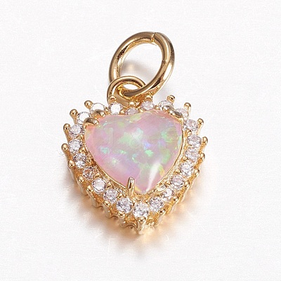 Brass Micro Pave Cubic Zirconia Charms ZIRC-G141-01G-D-1