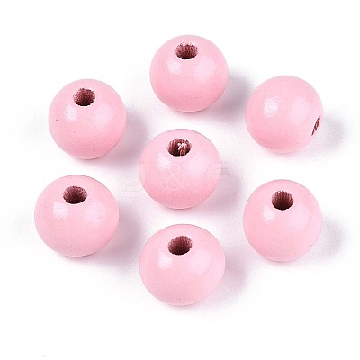 Spray Painted Round Natural Schima Wood Beads WOOD-A018-12mm-05-1
