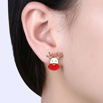 Classic Zinc Alloy Enamel Stud Earrings EJEW-BB31880-A-1