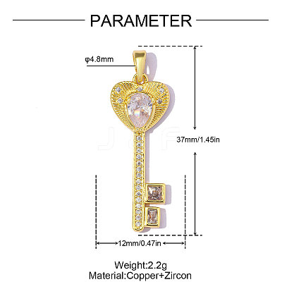 Brass Micro Pave Cubic Zirconia Pendants CU-OY002-05G-01-1