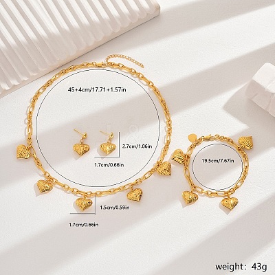 Luxurious Brass Heart Pendant Jewelry Set for Bride Wedding Party Jewelry Gift DB2582-1