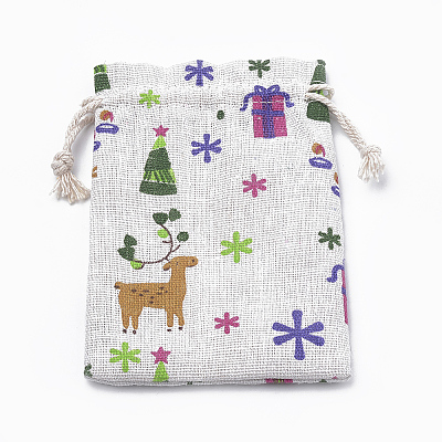 Polycotton(Polyester Cotton) Packing Pouches Drawstring Bags X-ABAG-T006-A02-1