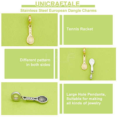 6Pcs 2 Colors 304 Stainless Steel European Dangle Charms STAS-UN0039-47-1
