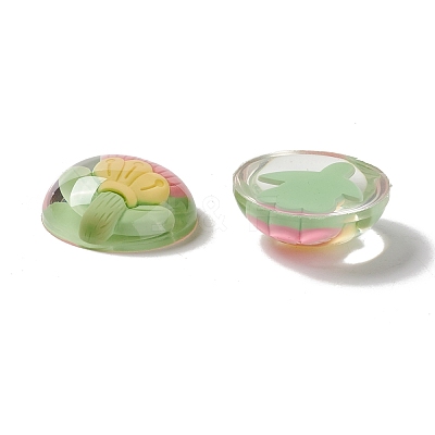 Transparent Flower Resin Cabochons RESI-G034-B06-1
