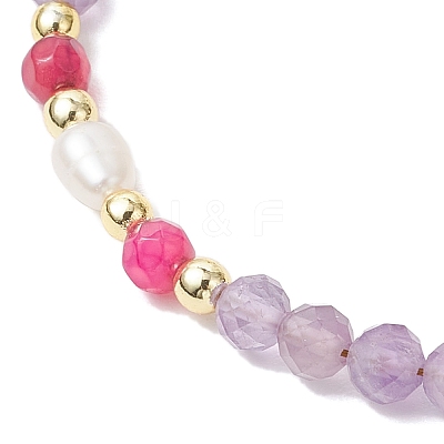 Natural Amethyst Beaded Bracelets BJEW-JB11763-03-1