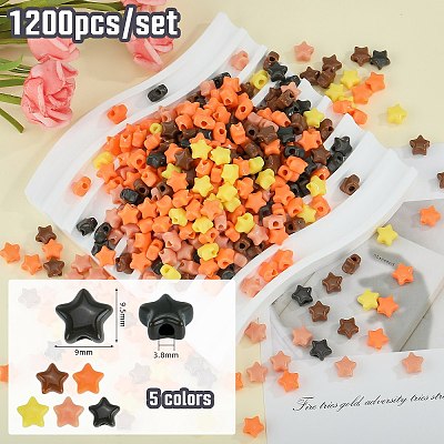 1200Pcs 5 Colors Opaque Acrylic Beads MACR-SZ0001-88-1