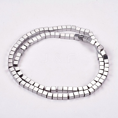 Electroplate Non-magnetic Synthetic Hematite Beads Strands G-J170A-4x4mm-01-1