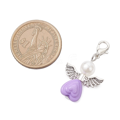 Acrylic Heart Angel Pendant Decorations HJEW-JM04186-1