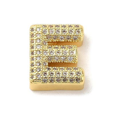 Brass Micro Pave Clear Cubic Zirconia Charms ZIRC-C009-01G-E-1