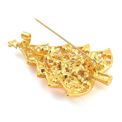 Christmas Theme Alloy Colorful Rhinestone Brooches JEWB-S022-02C-G-1