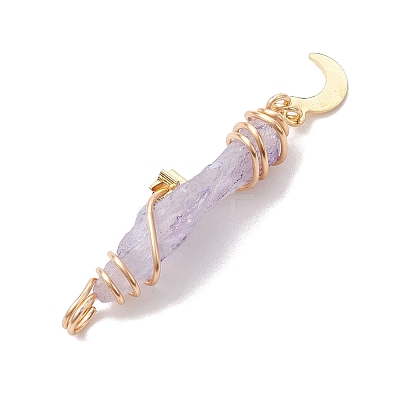 3Pcs 3 Styles Electroplated Natural Quartz Crystal Copper Wire Wrapped Pendants PALLOY-JF02586-01-1