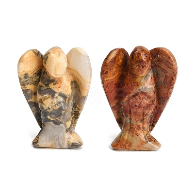 Natural Crazy Agate Carved Angel Figurines G-O200-03J-05-1