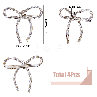 4Pcs Bowknot Rhinestone Alligator Hair Clips PHAR-HS0001-04-1