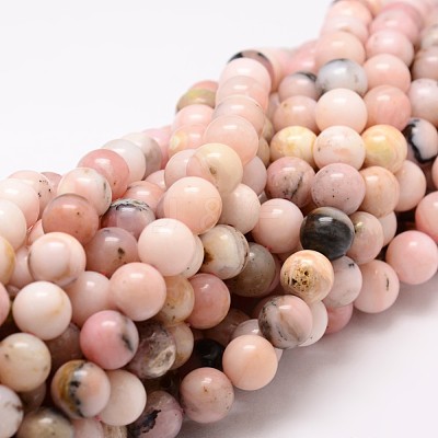 Round Natural Pink Opal Beads Strands G-K071-8mm-1