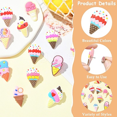13Pcs PVC Ice Cream Lapel Pin Backs for Backpack Clothes JEWB-CJC0022-014B-1