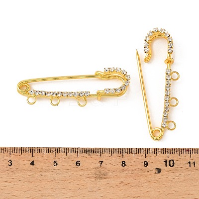 Iron Rhinestone Safety Pins Brooch Findings JEWB-E045-01A-G-1