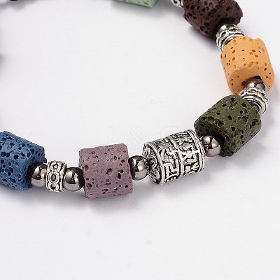 Lava Rock Beaded Bracelets BJEW-D325-04-1