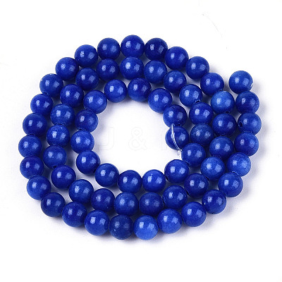 Dyed Natural Mashan Jade Round Beads Strands G-T139-6mm-67E-1