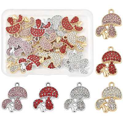 24Pcs 6 Colors Rack Plating Alloy Rhinestone Pendants FIND-FS0004-99-1