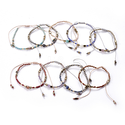 Nylon Thread Braided Bead Bracelets BJEW-E360-04-1