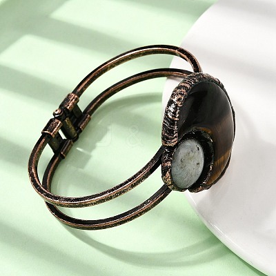 Natural Tiger Eye & Labradorite Bangles for Women BJEW-A043-01R-02-1