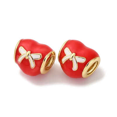 Brass Enamel European Beads KK-Q098-34G-1