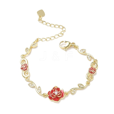 Brass Micro Pave Clear Cubic Zirconia Link Chain Bracelets for Women BJEW-C156-05G-1