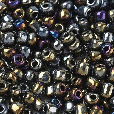 6/0 Electroplated Metallic Colours Round Glass Seed Beads X-SEED-A009-4mm-602-1