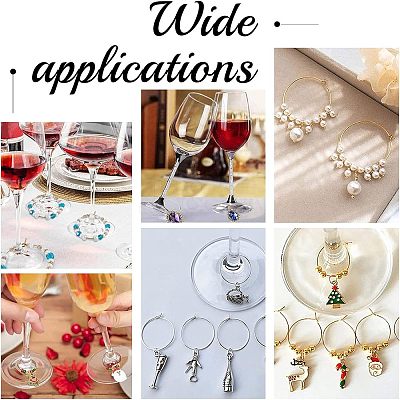 100Pcs 2 Colors 316 Surgical Stainless Steel Wine Glass Charms Rings STAS-UN0028-95B-1