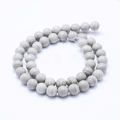 Natural Silver Line Jasper Beads Strands G-F531-8mm-O-1