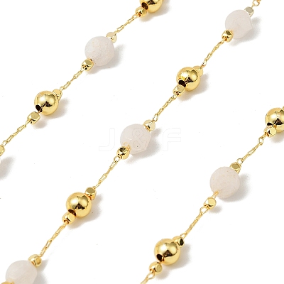 Handmade White Jade Faceted Round Beaded Chains CHC-F021-01G-03-1