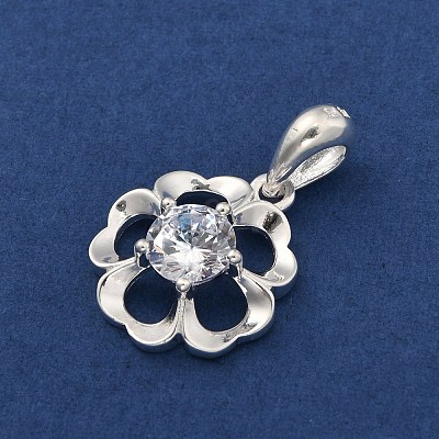 Fine Silver Pave Clear Cubic Zirconia Charms STER-P069-03A-S-1