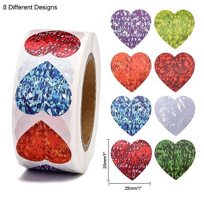 Heart Shaped Stickers Roll X-DIY-K027-A16-1