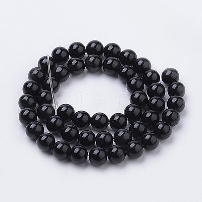 Natural Black Onyx Beads Strands X-G-S259-19-8mm-1