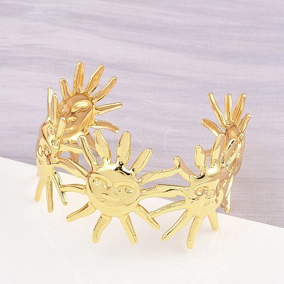 304 Stainless Steel Cuff Bangles for Women BJEW-P363-08G-1