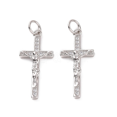 Rack Plating Brass Micro Pave Cubic Zirconia Pendants KK-C008-37P-1
